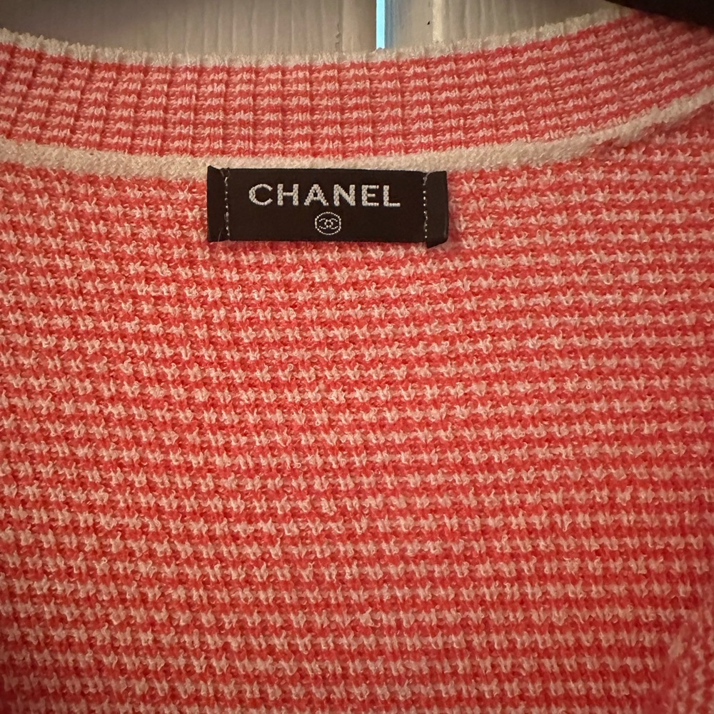 Chanel Striped Cardigan with Gold Buttons - Picture 3 of 5